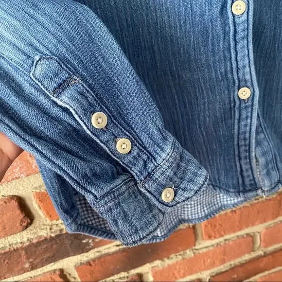 Madewell Button Down Denim Shirt Sz XS Long Sleeve Jean Shirt Western - Picture 6 of 10